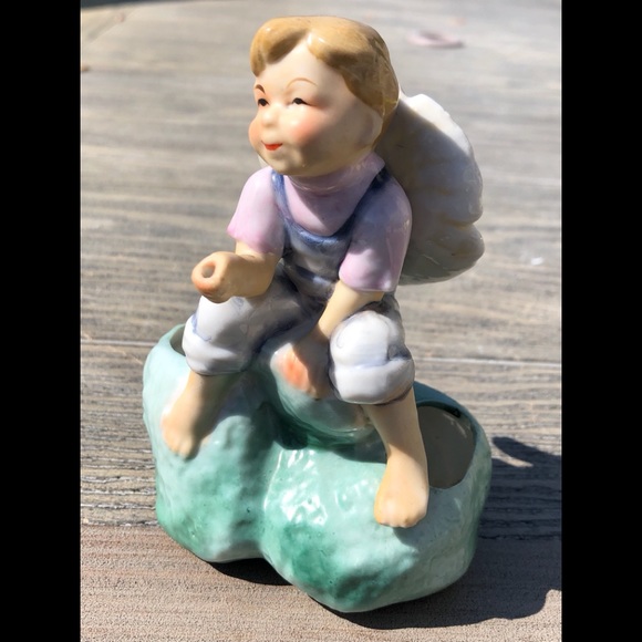 porcelain cactus planter young boy sitting on rock - Picture 11 of 14